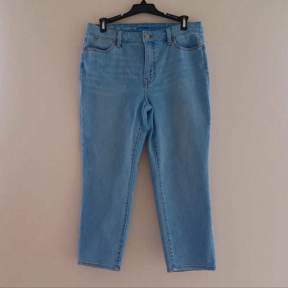TALBOTS Flawless Straight Crop Blue Jeans Capri, size 8P - Picture 1 of 14